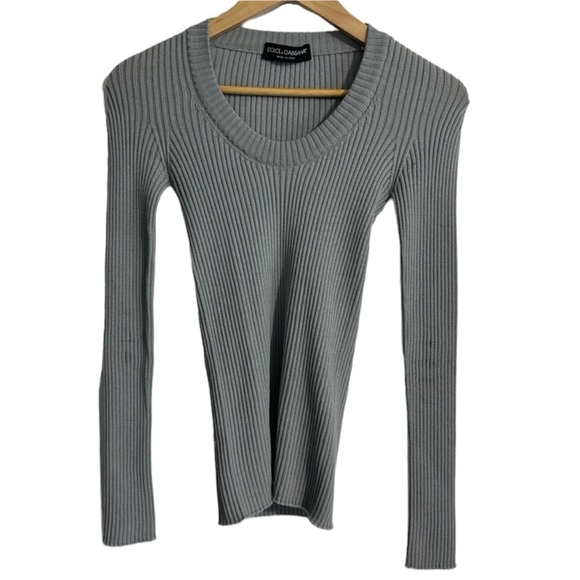 Dolce & Gabbana Tops - Dolce & Gabbana Grey Long Sleeve Ribbed Top Size 42 XS